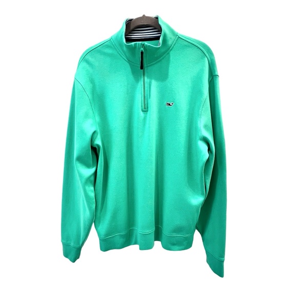 VINEYARD VINES SALTWATER PIMA COTTON MINT GREEN QUARTER ZIP PULLOVER - Picture 6 of 11